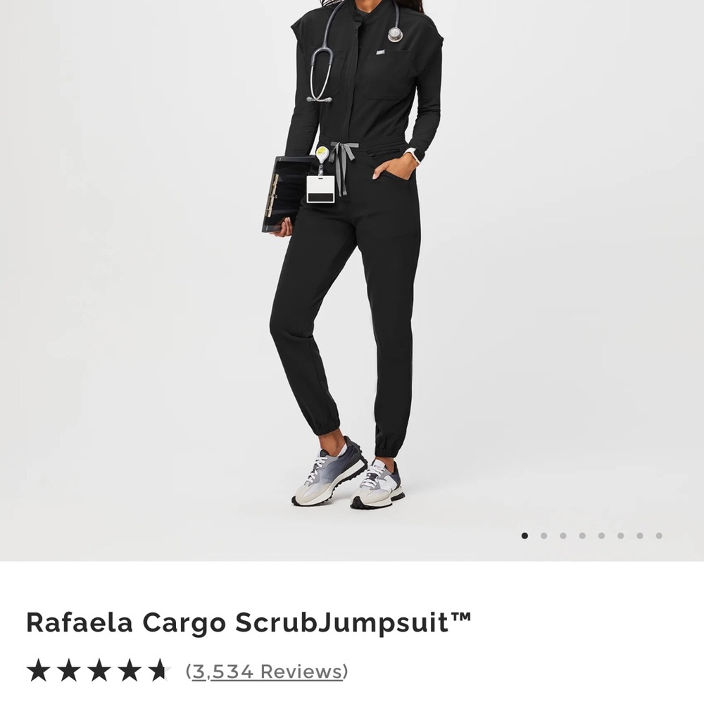 Figs Black Cargo Jumpsuit Modern Medical Wear